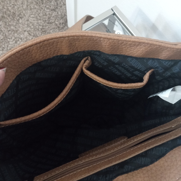 Steve Madden Brown Tassel Western Saddle Leather Crossbody Bag - Picture 14 of 16